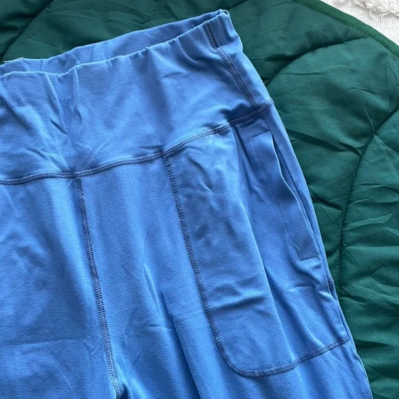 SHEIN breathable softness wide waistband slant pocket sport pants leggings blue - Picture 5 of 6